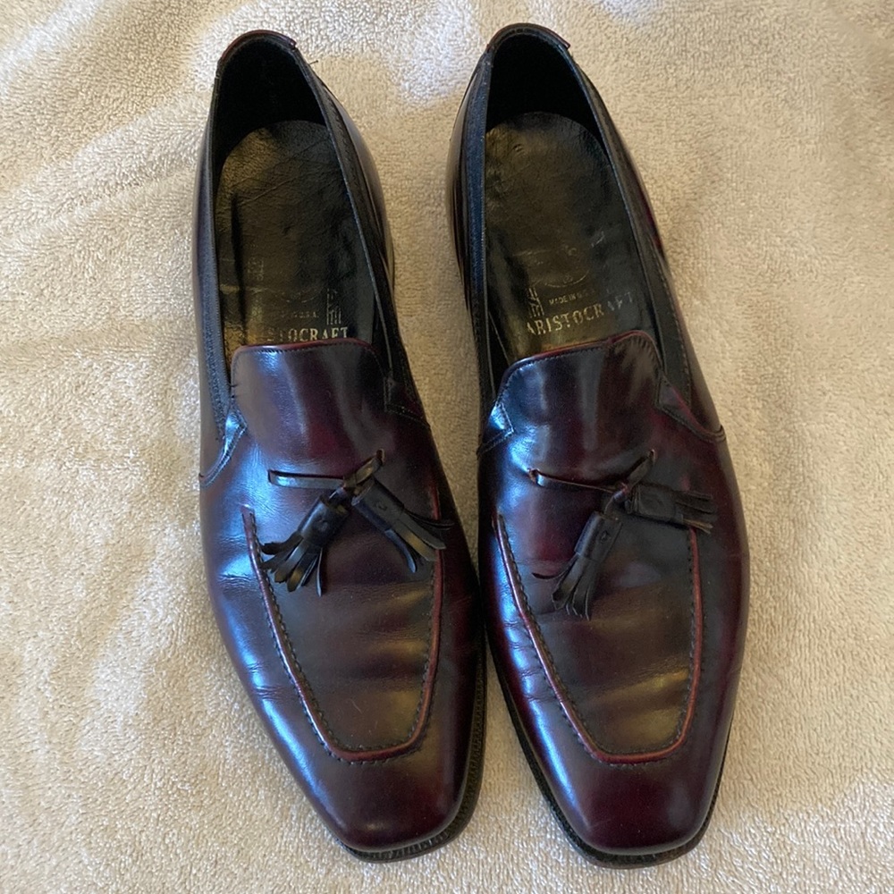 Johnston and Murphy Aristacraft loafers ox blood 10 1/2 C.